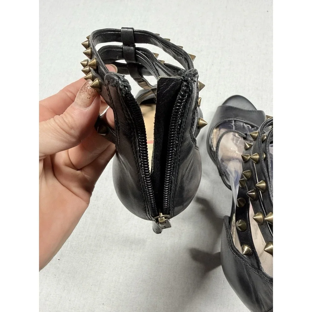 Jessica Simpson Ankle Wrap Studded High Heels Shoes Black Sz 9.5 Black Pump